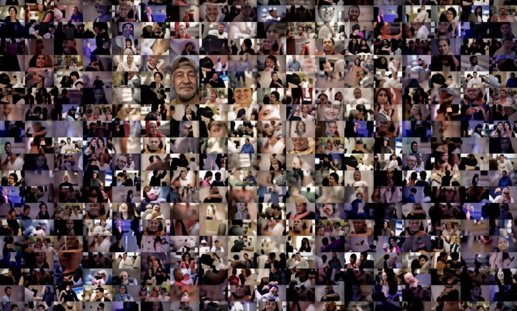 A large grid collage featuring diverse headshots and portraits of professional film and television crew members.